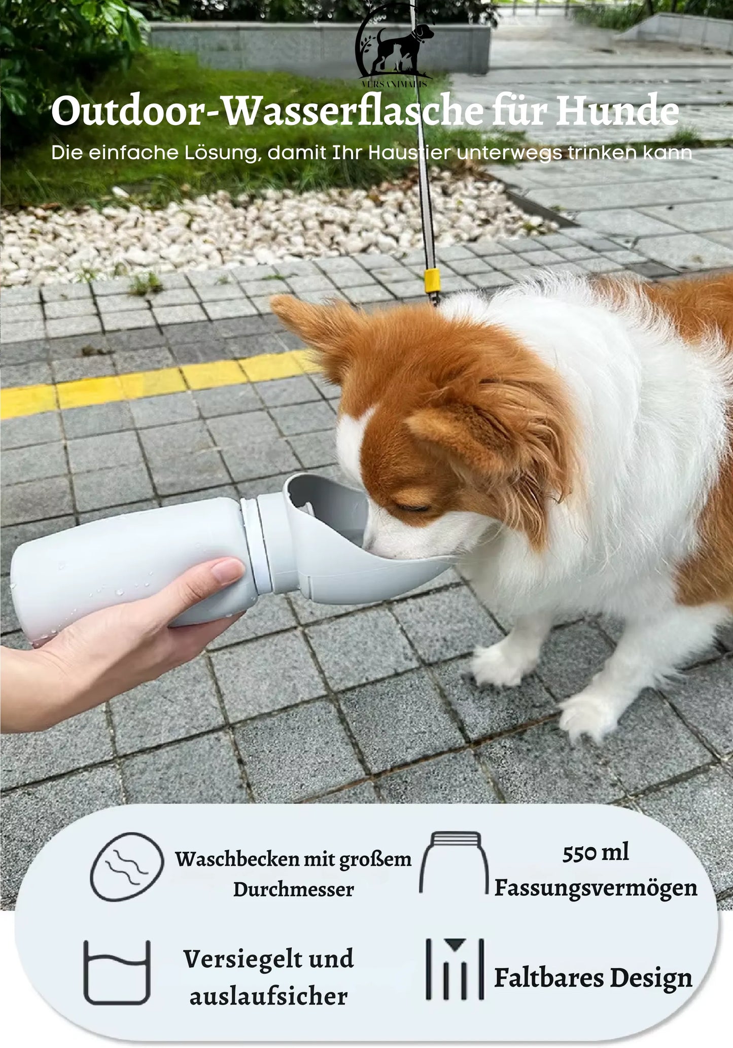 Faltbare Trinkflasche 550ml – Perfekte Hydration für Hunde & Katzen unterwegs