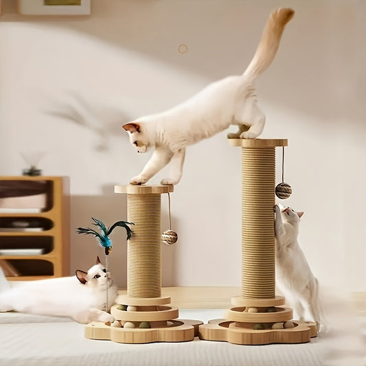 Kratzbaum mit drehbarer Plattform und interaktivem Spielzeug – Perfektes Spiel- und Kratzvergnügen für Ihre Katze!