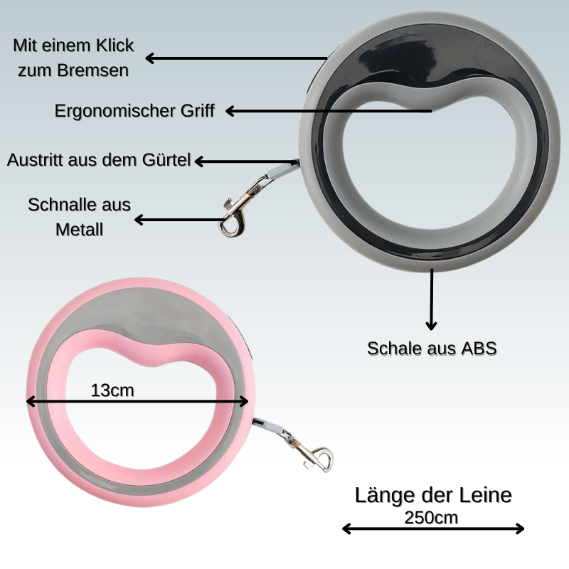Robuste, einziehbare Hundeleine – 2,5 Meter automatische Verlängerung für kleine bis große Rassen