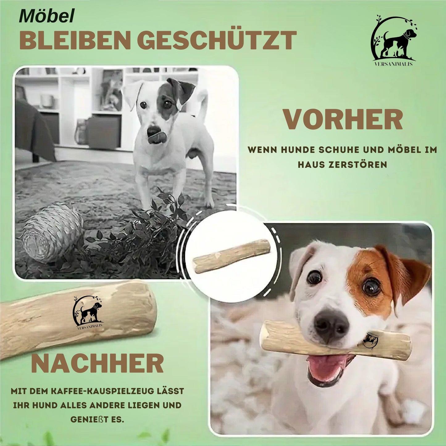 Holz-Kaustick für Hunde – Langlebiges, interaktives Kauspielzeug für alle Hunderassen!