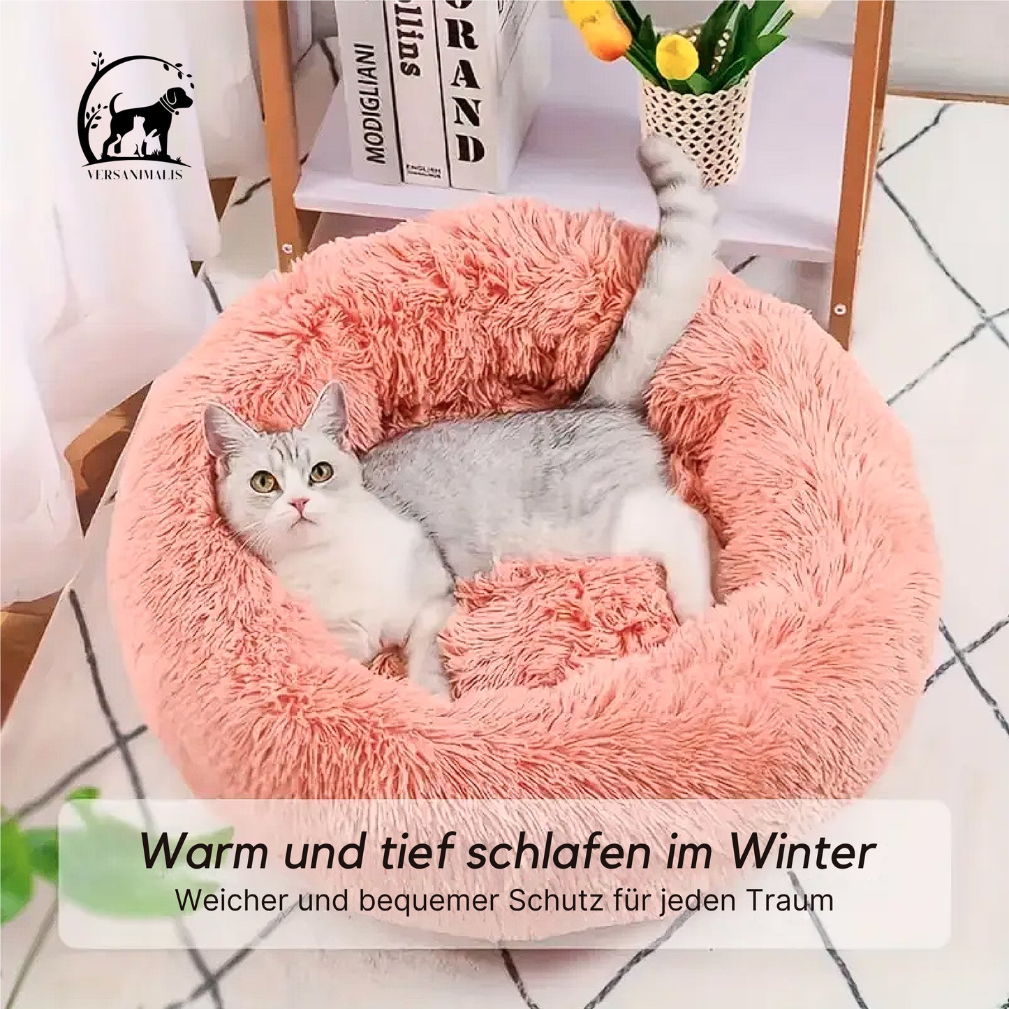 Rundes Plüschbett für Katzen – Kuscheliger Komfort & Stil für Ihre Katze!